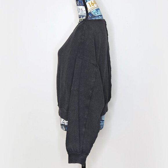 FREE PEOPLE Ife Pullover Sweater Thermal Textured Waffle Knit Crop Exposed Seams - Picture 11 of 16